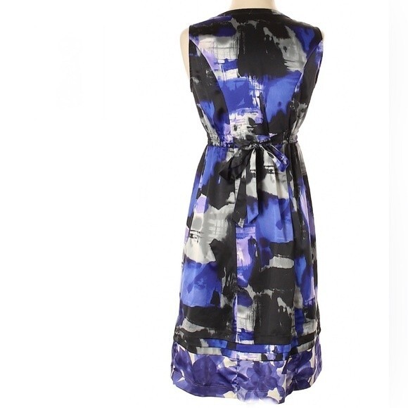 Vera Wang Purple Gray Black smocked watercolor Dress Size 6 - Picture 2 of 5